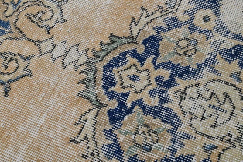 Vintage Turkish Runner Rug 2x6ft BEIGE Handmade Anatolian Oushak Hallway Wool gallery