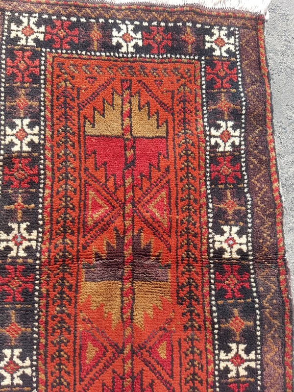 Vintage Hand Made Traditional Rug Oriental Wool Multicolor Carpet 90x49 cm gallery