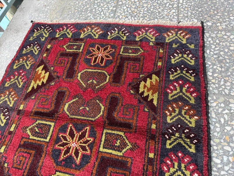3x4 ft Afghan Turkish Hand Knotted Antique Baluchi Rug Oriental Red Area Carpet gallery