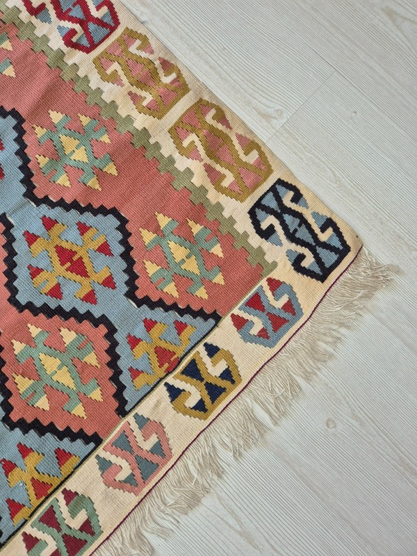 Vintage Turkish Handwoven Wool Kilim Rug 43x66 in , Anatolian Tribal Rug gallery
