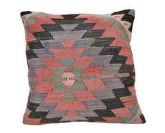 Vintage Turkish Kilim Pillow Cover 17 x 17 Throw Pillow Cushion Cover Handmade