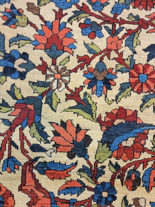 Antique Oriental Hand-Knotted Wool Area Rug Unique Bakhtiari Ivory 11'5" x 16'3" gallery