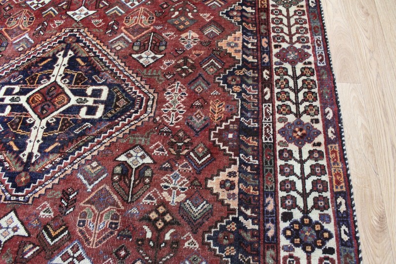 ANTIQUE HAND KNOTTED QASHQAI WOOL RUG NOMAD RUG ORIENTAL TRIBAL RUG 245 X 158 CM gallery
