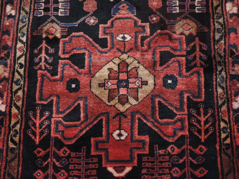 4x10ft. Handmade Vintage Sarab Black Wool Runner gallery