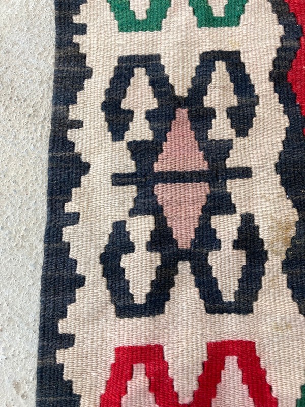Vintage Handmade Traditional Turkish Anatolian Wool Kilim Runner Rug 118x59 cm gallery