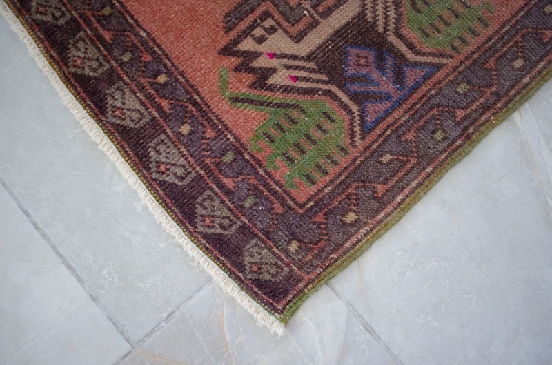 Vintage Turkish Rug Door Mat 1970s Hand Knotted Accent rug Enrty Decor 1'9 x 3'6 gallery