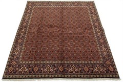 Bidjar Rug 8’2” x 8’5” Red Wool Vintage Traditional Hand-Knotted Carpet