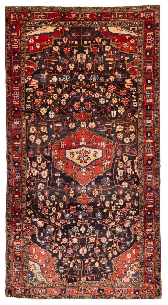 Vintage Hand-Knotted Area Rug 5'0" x 9'10" Traditional Wool Carpet