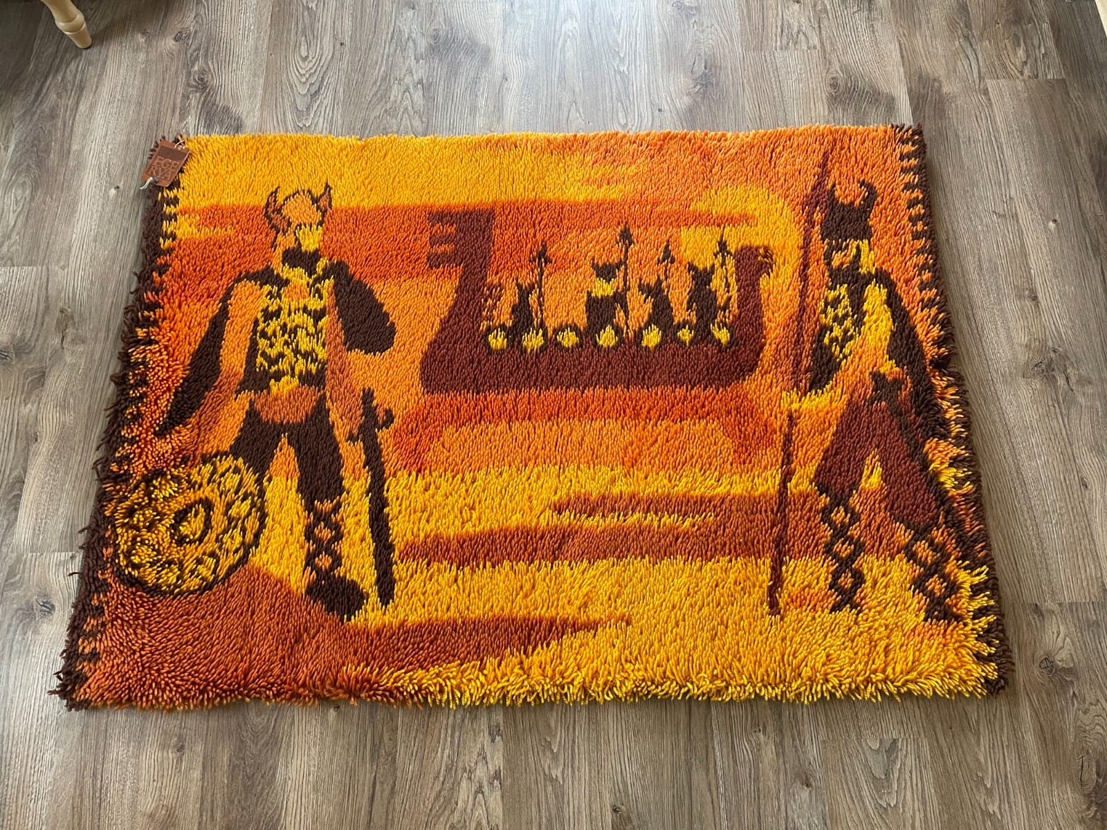 1970s Vintage Viking High Pile Rya Rug by Ege Rya Taepper Deluxe, Denmark gallery