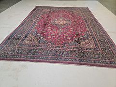 Antique Oriental Hand-Knotted Wool Area Rug Red/Blue 9’6″ x 12’9″