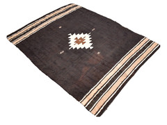 Real Angora Mohair Kilim 4’3 x 5’4 ft Vintage Anatolian Goat Hair Kilim NO DYE