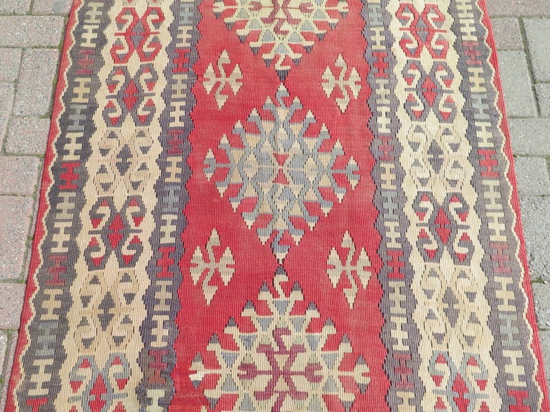 Turkish Area Rug Handmade Kilim Wool Rug Tribal Floor Carpet Boho Carpet 44"x78" gallery