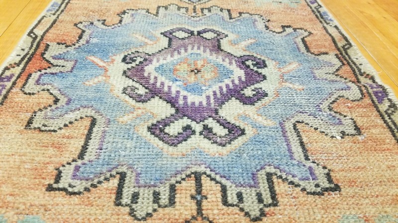 Primitive Antique 1900-1930's Wool Pile,Vegy DyeTribal Rug 1'6'' x 3' gallery