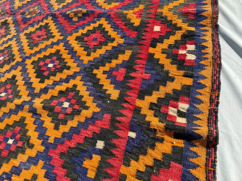 6x7 ft Afghan Handwoven Vintage Oriental Kilim Rug Geometric Terracotta Carpet gallery