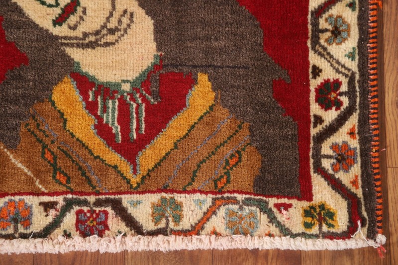 Square Pictorial Handmade Wool Rug 2x2 Tribal Traditional Accent Carpet gallery