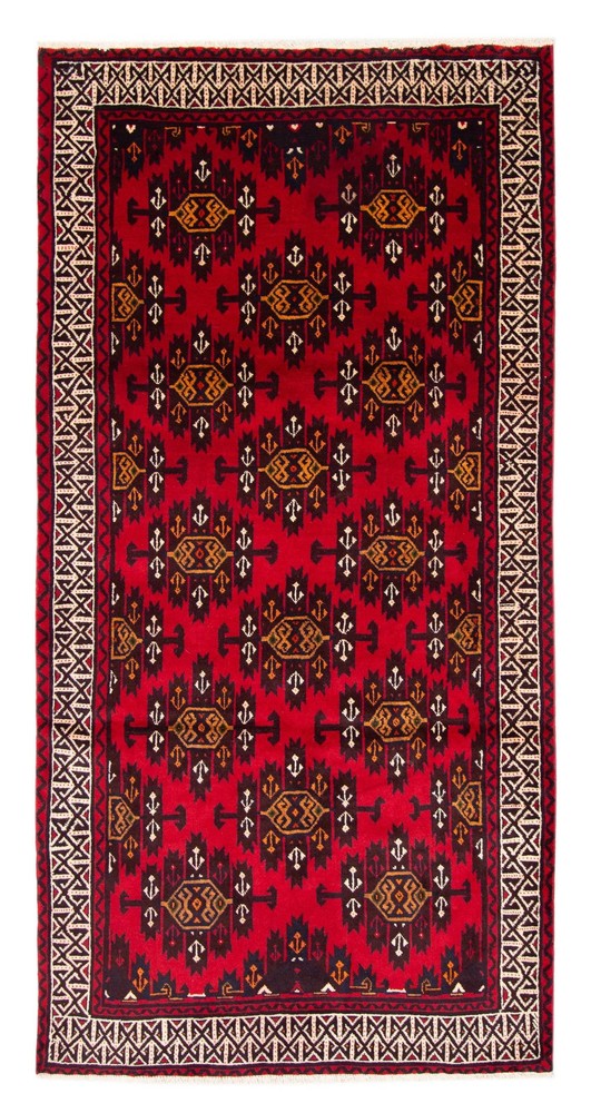 Vintage Geometric Area Rug 4'7" x 9'3" Traditional Hand-Knotted Wool Carpet