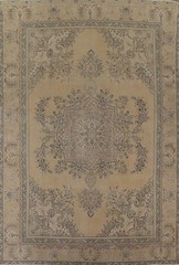 Handmade Room Size Area Rug 10×13 Beige Wool Traditional Medallion Vintage Rug