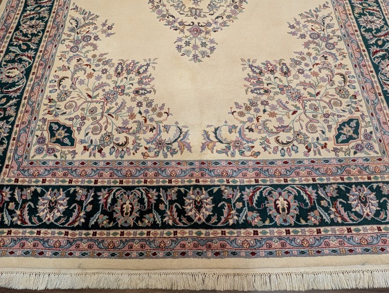 Indo Per'sian Kirman Rug 9x12, Open Field, Hand Knotted Wool Carpet gallery