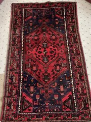 Red Rug – 1940 – Preowned – Deep Blood Red – 82 X 51 – Handmade – Antique Good