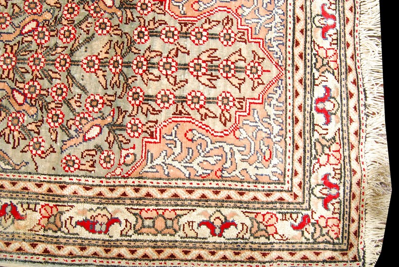 Antico Tappeto Hereche / Hereke in seta 100% Misura 55x42 CM gallery