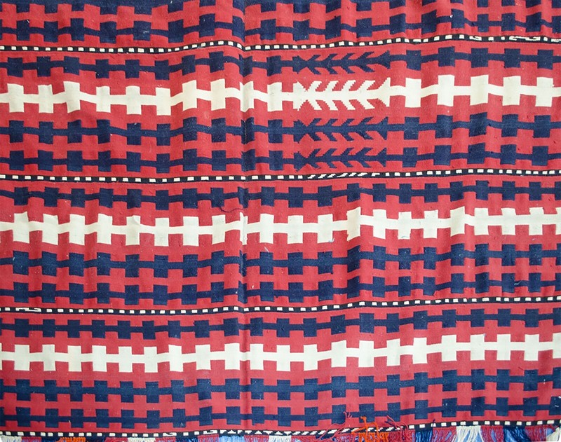 Antique Uzbak Flatweave Carpet 380x194cm gallery