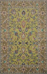 Traditional Handmade Green All-Over Floral Area Rug 6×9 ft Living Room Carpet