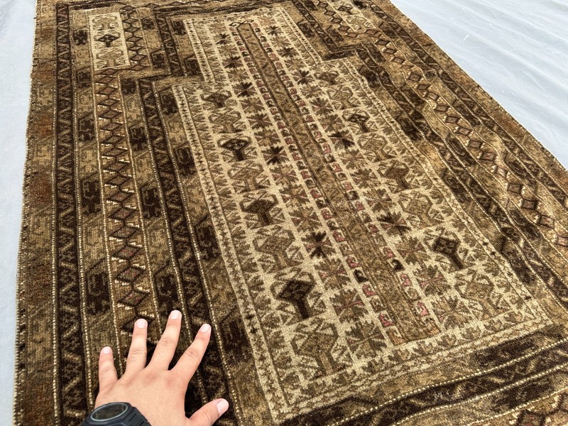 3'4 x 4'9 ft Antique Afghan Hand-Knotted Rug Vintage Tribal Wool Oriental Carpet gallery
