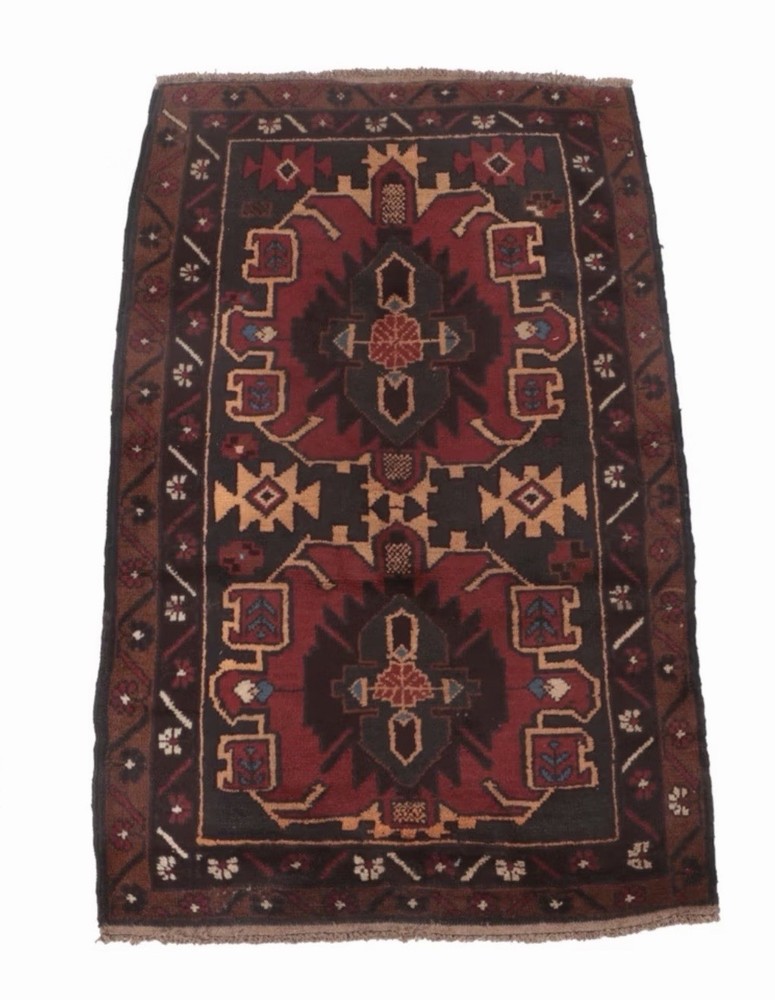 Vintage Hand-Knotted Afghan Balouch Area Rug, Great Condition, 5 x 3