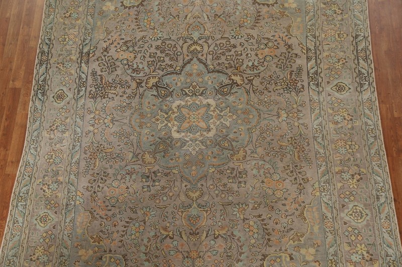 Vintage Muted Floral Tebriz Area Rug Hand-knotted For Living Room Carpet 8'x11' gallery