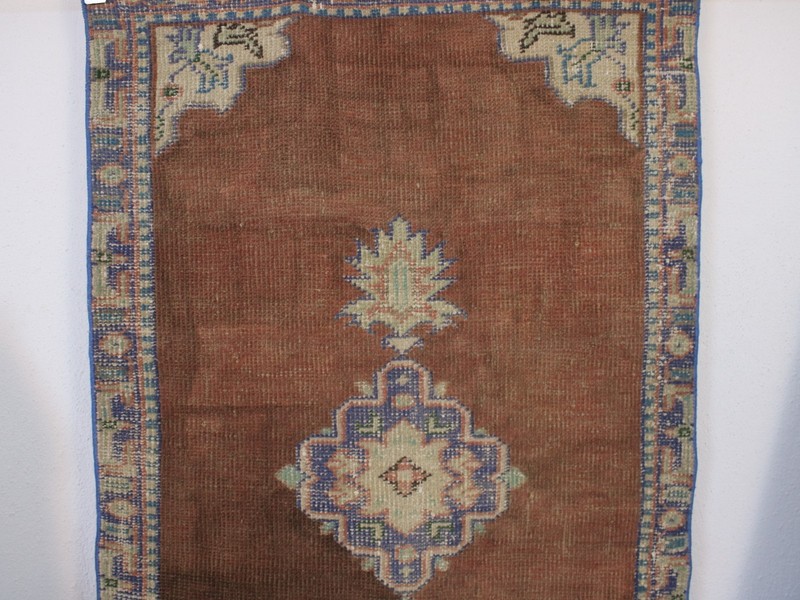 3x10 Turkish Handmade Runner Rug Chocolate Brown Blue Medallion 2.8x10.1 ft gallery
