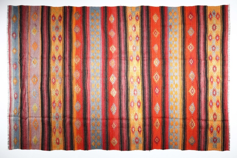 One of a Kind Beautiful Multi Color Tones with Striped Design vintage Area Kilim gallery