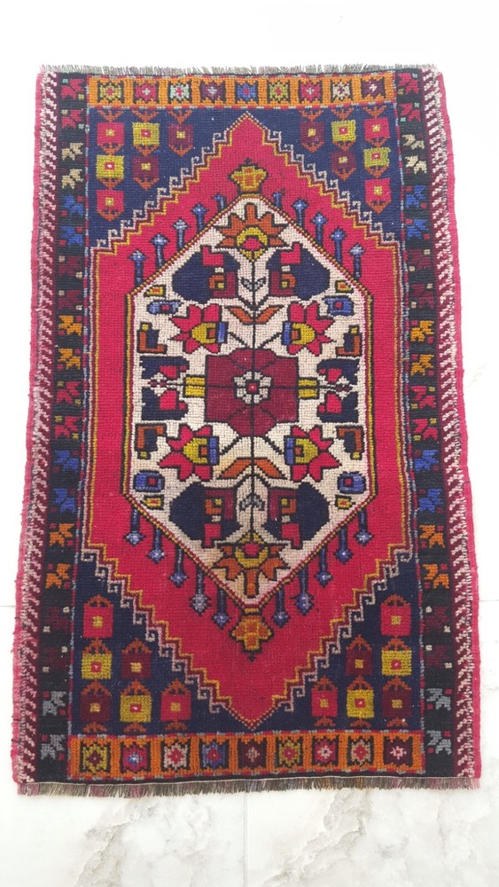 2x3 Medium Vintage Carpet Rug, Handmade Front Door Rug, Corridor Rug Cushion Rug