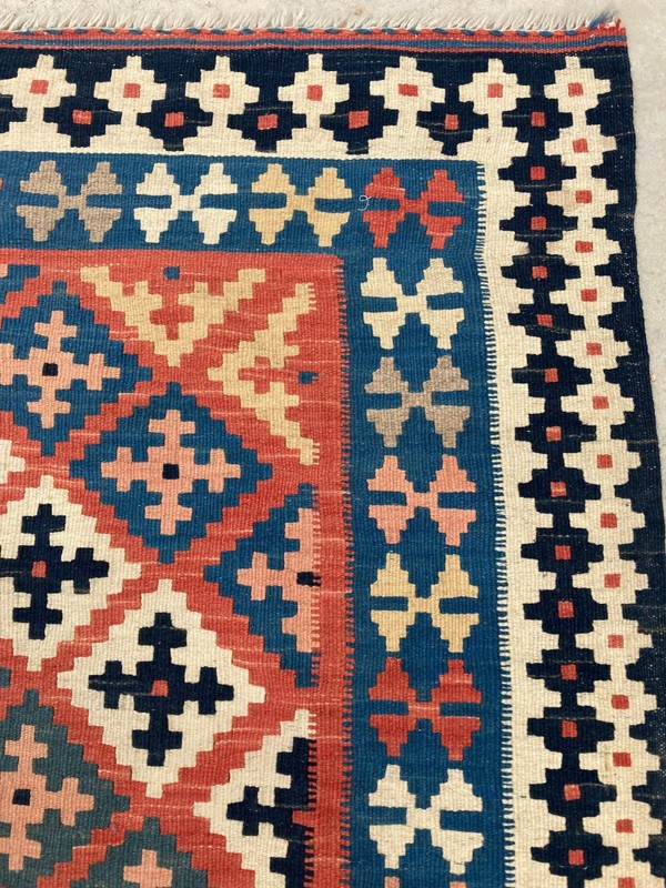 Vintage Traditional Handmade Kazak Geometric Kilim Floor Rug Carpet 156x112 cm gallery