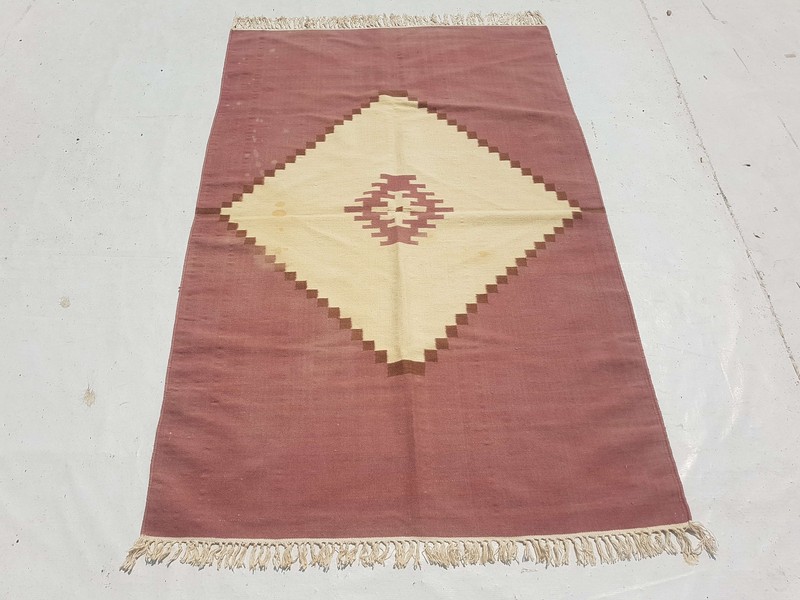 Fine Vintage Traditional Hand Made Oriental Wool Brown Kilim Rug 180x116cm gallery