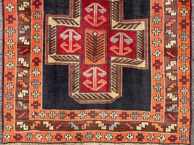 VINTAGE KAZAK RUNNER, HAND MADE HALLWAY OLD CAUCASIAN RUG CARPET 10'5" X 3'10" gallery