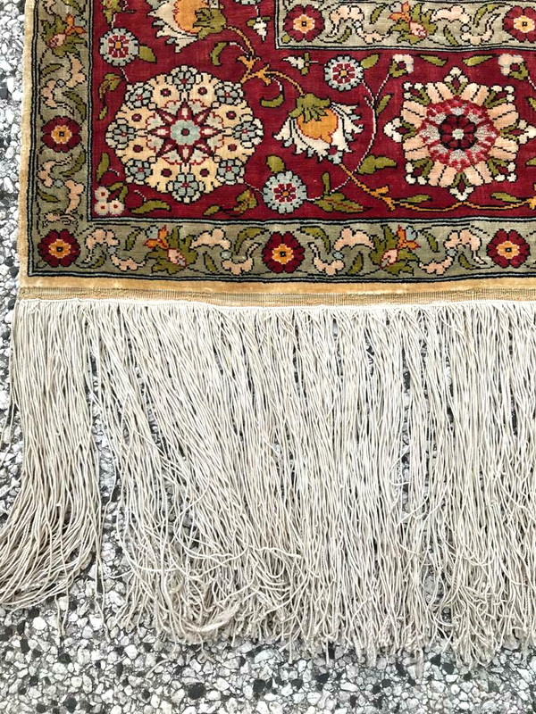 UZBEK TURKISH HE'RE'KE' 100% Cocoon Silk Circa : 1930"s Size : 2' 6" x 3' 8" gallery