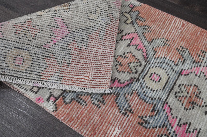 Vintage Turkish Runner Rug 2x7ft RED Handmade Anatolian Oushak Hallway Wool gallery