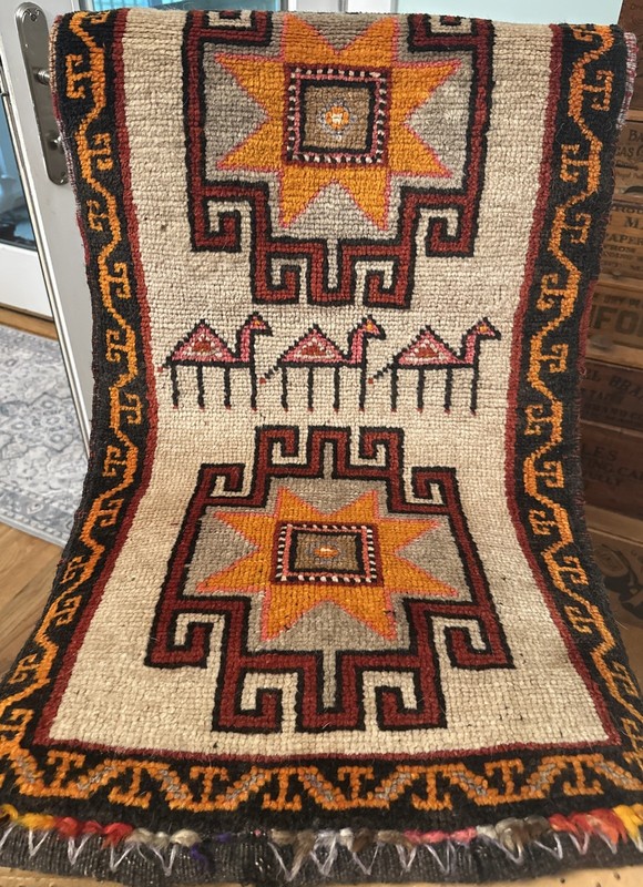 **TURKISH KILIM? RUG** VTG Handwoven Tribal Accent Rug (36”x19”) gallery