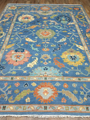 TURKISH OUSHAK RUG.MODERN MULTICOLORED AREA RUG 8×10 FT,HANDMADE BOHEMIAN RUG