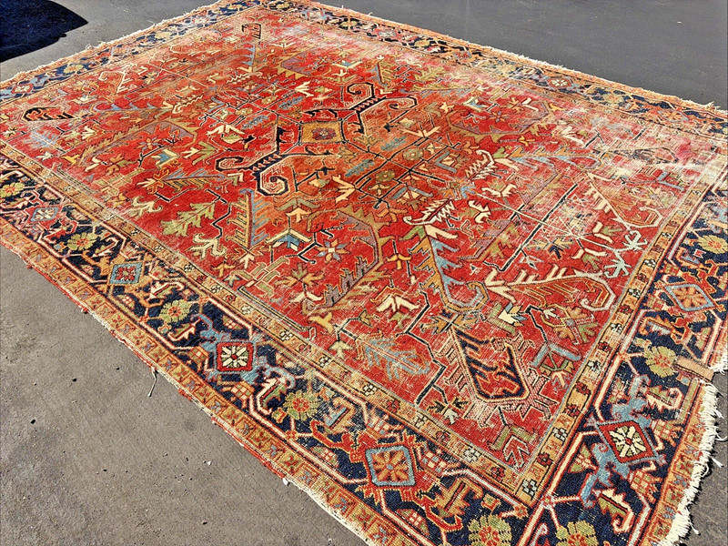 Auth: 19th C Antique Serapi Heriz Rug Dramatic Organic Red & Blue 8X11 NR gallery