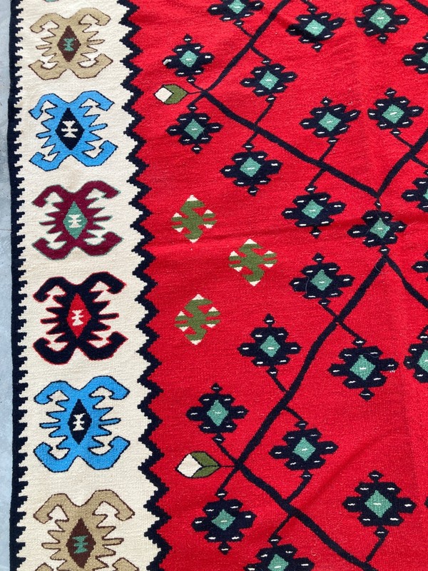 Vintage Traditional Handmade Turkish Pirot Tribal Kilim Floor Rug 195x117 cm gallery