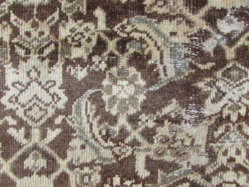 Vintage Worn Hand Made Traditional Oriental Wool Faded Brown Carpet 325x223cm gallery