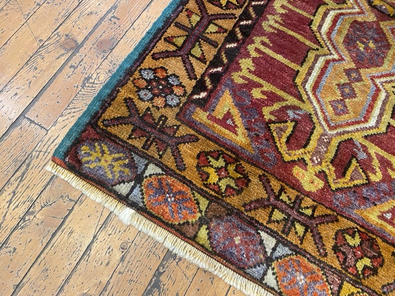 Beautiful Antique 1940-1950's Wool Pile Henna Dye Tribal Runner Rug 2’4”x4’3” gallery