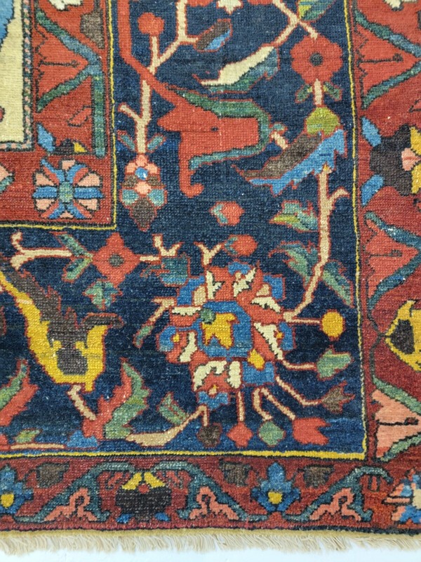 Antique Oriental Hand-Knotted Wool Area Rug Unique Bakhtiari Ivory 11'5" x 16'3" gallery