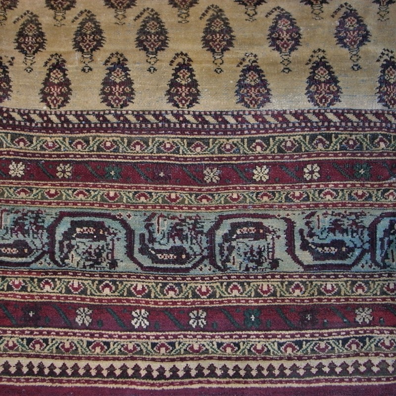 Antique Amristar genuine Indian carpet 9x12 (8'8"x11'4") natural dyes circa 1890 gallery