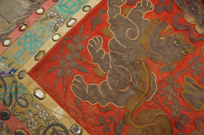 2X3 Antique Chinese Textiles Wool Area Rug 1925 gallery