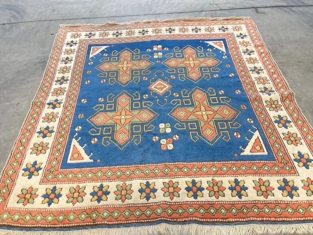 Turkish rug handknotted kars unusual size 6' x 5' 9"