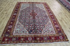 Oriental Wool Rug 285×188 cm Red Blue Herati Geometric Handmade Carpet