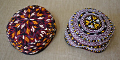 Antique Rare Tribal Hat 7” x 7” Collector’s Item Hat Silk Embroidery Woven Hat