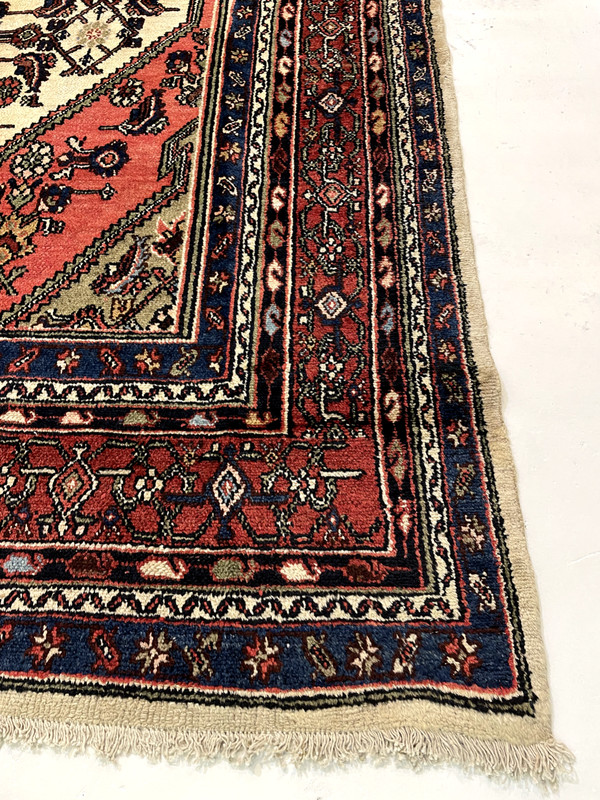 Antique Oriental Hand-Knotted Wool Area Rug Ivory/Navy Blue/Red 11'2" x 17'8" gallery